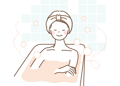 入浴してる女性の図