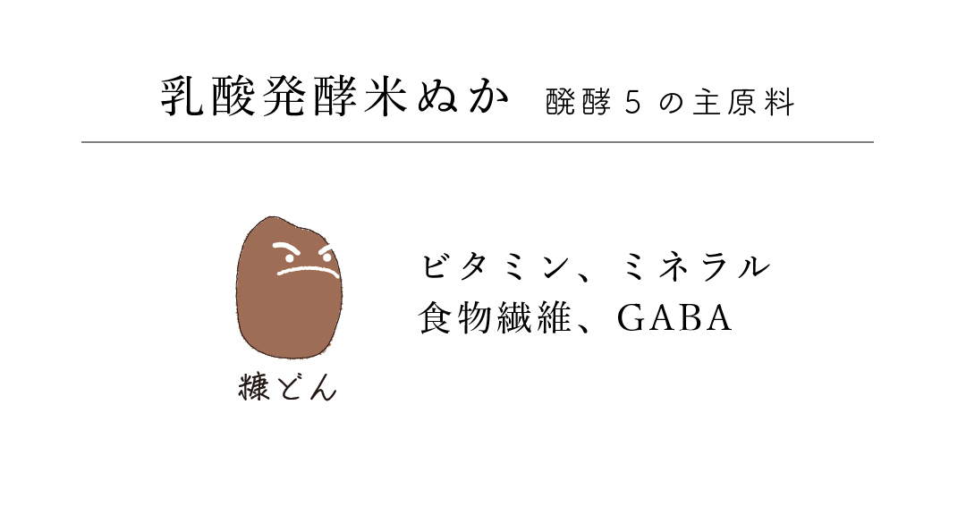 醗酵5を構成する5つの要素：1 .乳酸発酵米ぬか